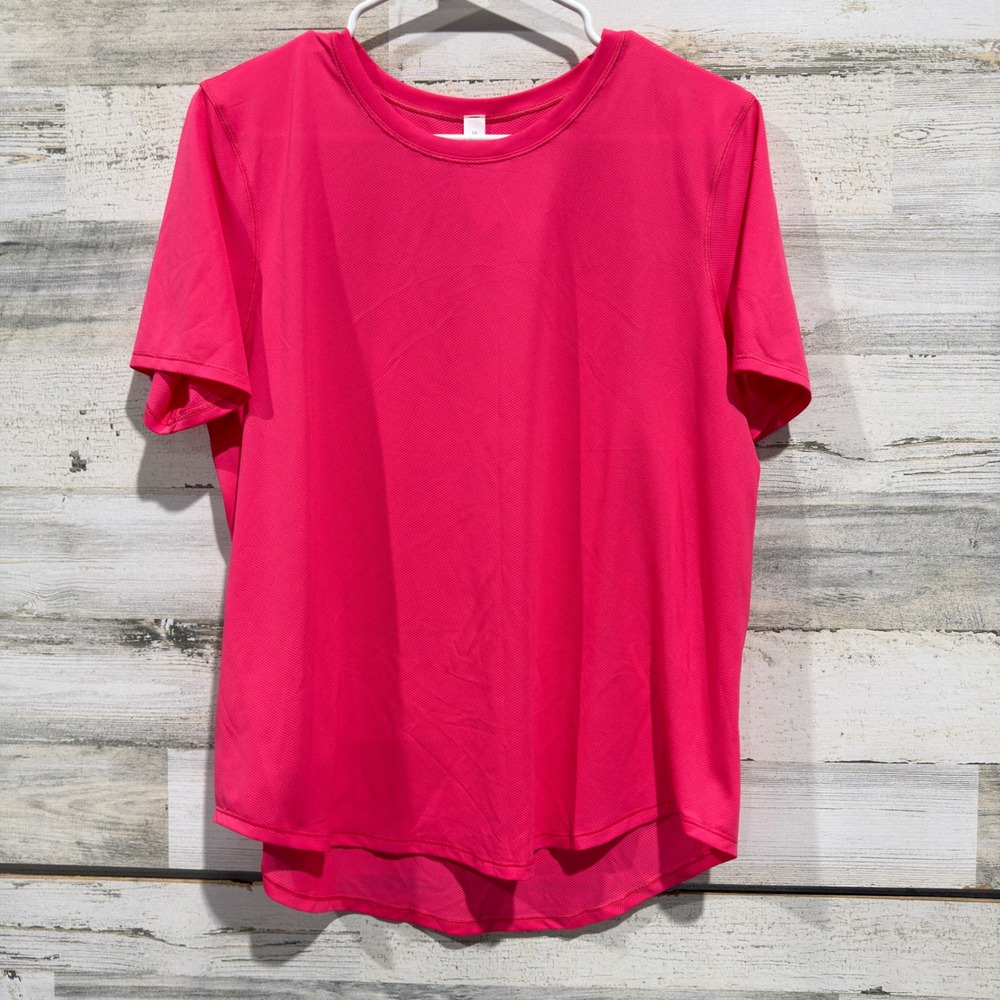 Lululemon Swiftly Relaxed Top Women 10 Pink Lychee Short Sleeve Run EUC